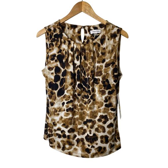 Calvin Klein Women's Abstract Animal Print Sleeveless Blouse Size Medium NWT - Picture 1 of 8